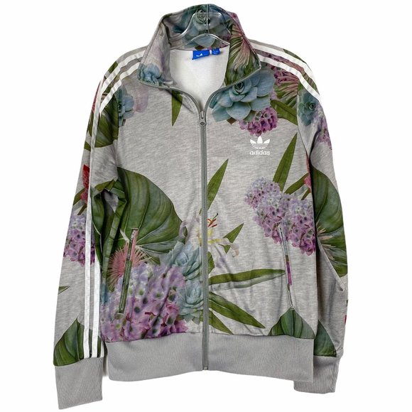 adidas grey floral jacket